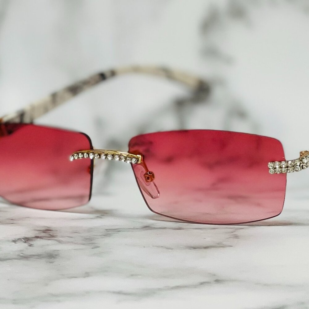 Men Women Sunglasses Red Lens Fashion Designer New Style‎ Square Rimless Lentes